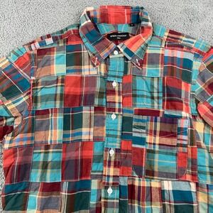 Spider & Mackay Shirt Mens 16 Slim Fit Patchwork Madras Plaid Preppy Casual